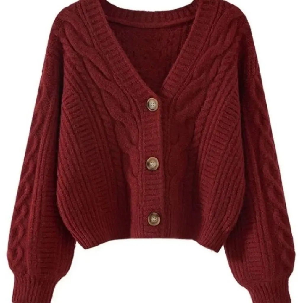 

Women's Retro Style Slim-fit V-neck Knitted Cardigan Short Sweater Western Style Loose Thin Outerwear for Spring And Autumn