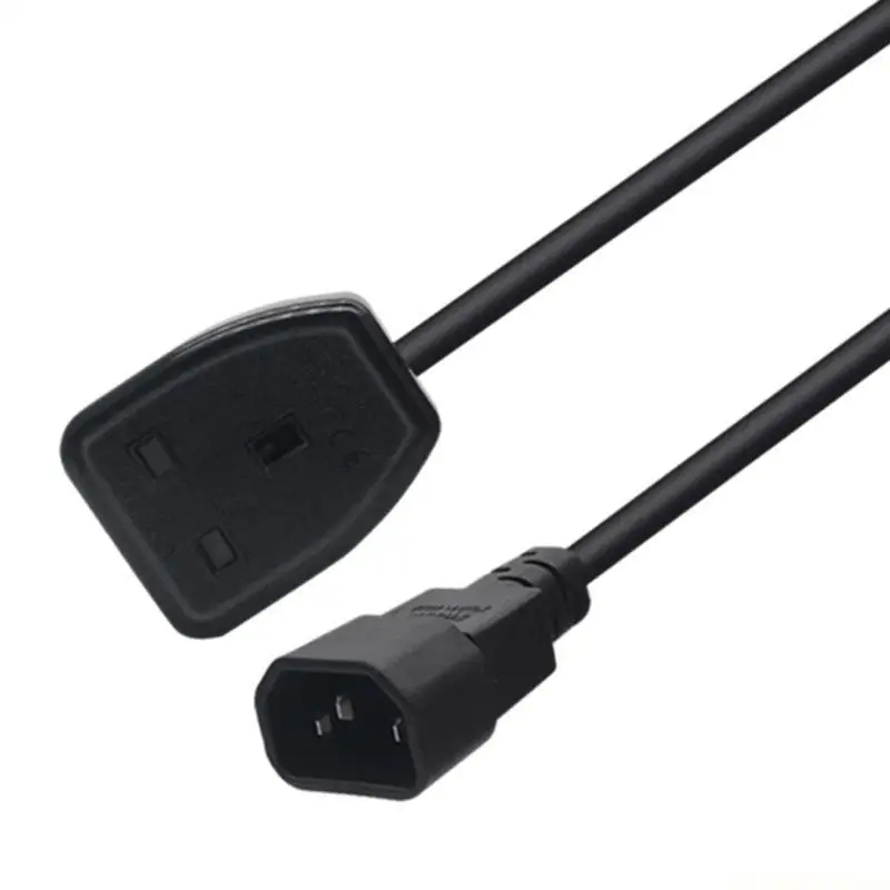 

E56B Flexible C14 to UK Power Cord 30cm Length 3 Pin C14 to UK Power Cable Efficient C14 to UK Power Extension Cord for Home