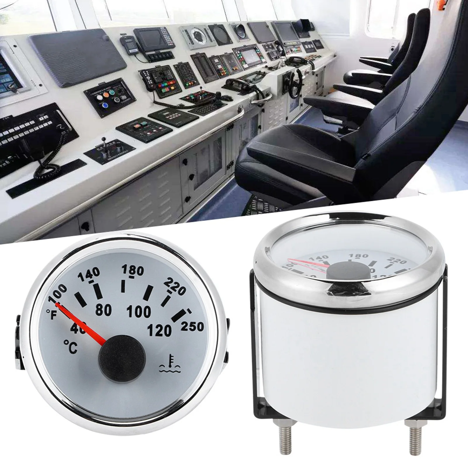 52 mm/2 inch watertemperatuurmeter voor scheepsmotoren 40-120 ℃   Temp Meter for Boat RV