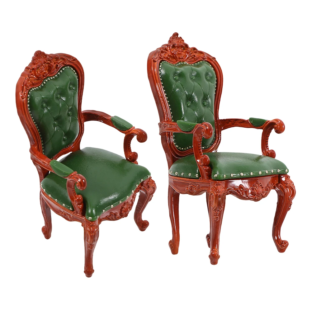 

2 Pcs Decor Miniature Retro Furniture Dollhouse Model Chairs Armchairs Decoration for Green