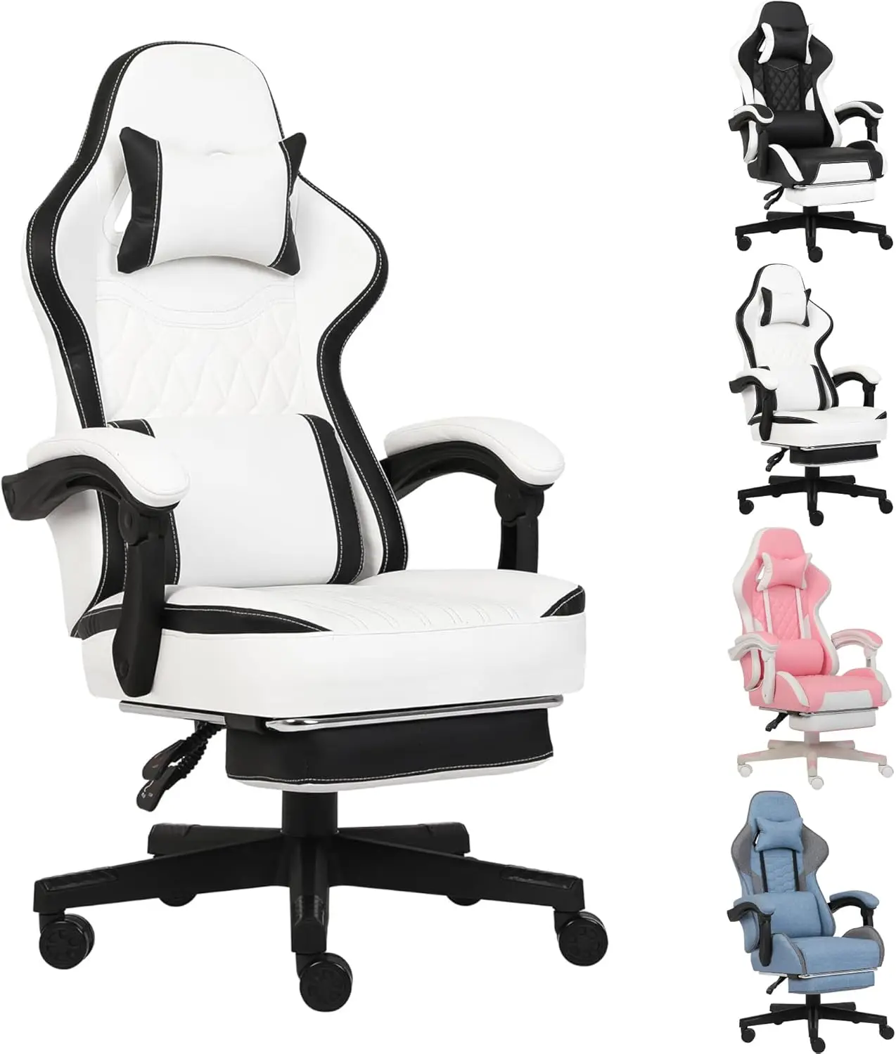 

Ergonomic Gaming Chair With Footrest,Big And Tall Gaming Chairs For Adults,Computer Game Chair With Lumbar Support,Backrest