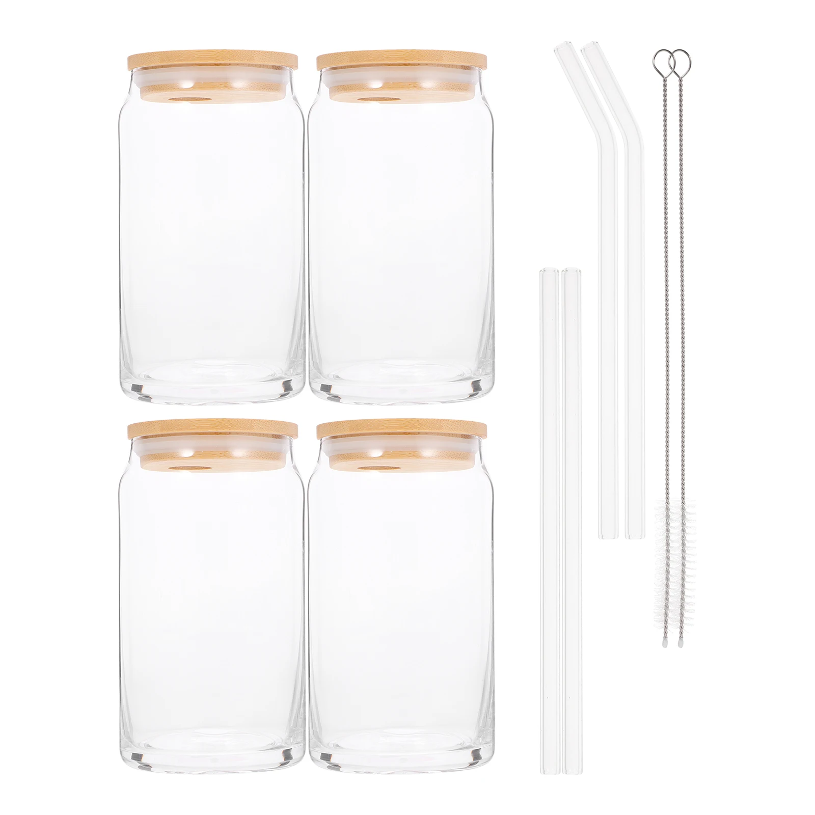

1Set Glass Tumbler with Lid and Straw Multi Purpose Beverage Cup for Water Juice Milk Tea Holiday Gift Glass Straw Cup
