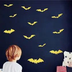 12pcs Bats Vinyl Wall Sticker Halloween Decorative Decals DIY Creative Stickers For Car Window, Laptop, Phone Decoration