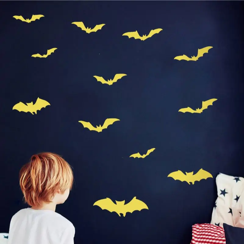 12 szt. Nietoperze winylowa naklejka ścienna Halloween dekoracyjne naklejki DIY kreatywne naklejki na okno samochodu, laptopa, dekoracja telefonu