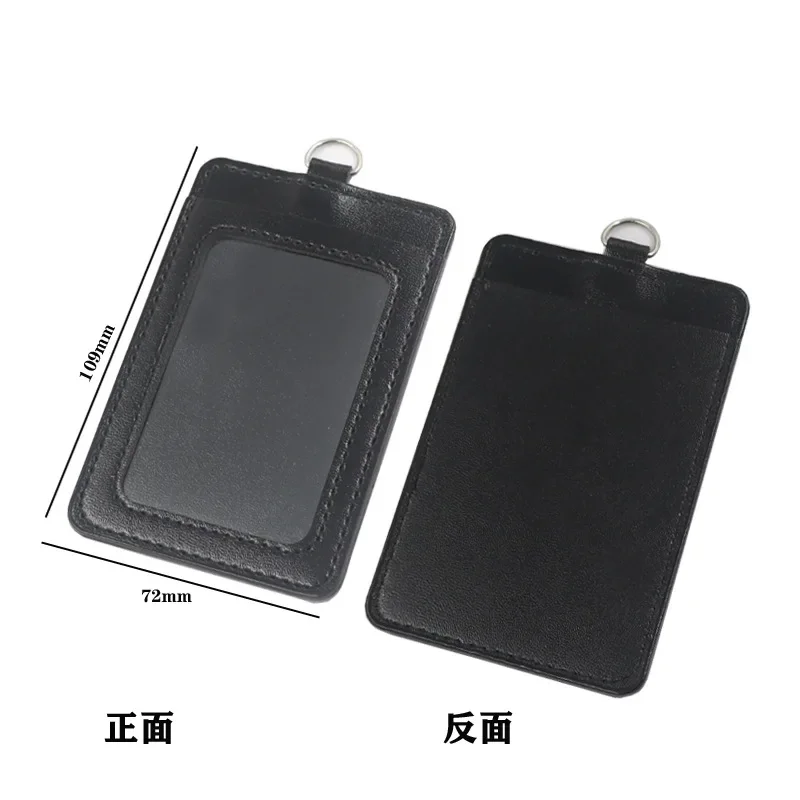 PU Leather ID Badge Holder Retractable Reel Card Case for Access Control Bus Card Staff Student Card