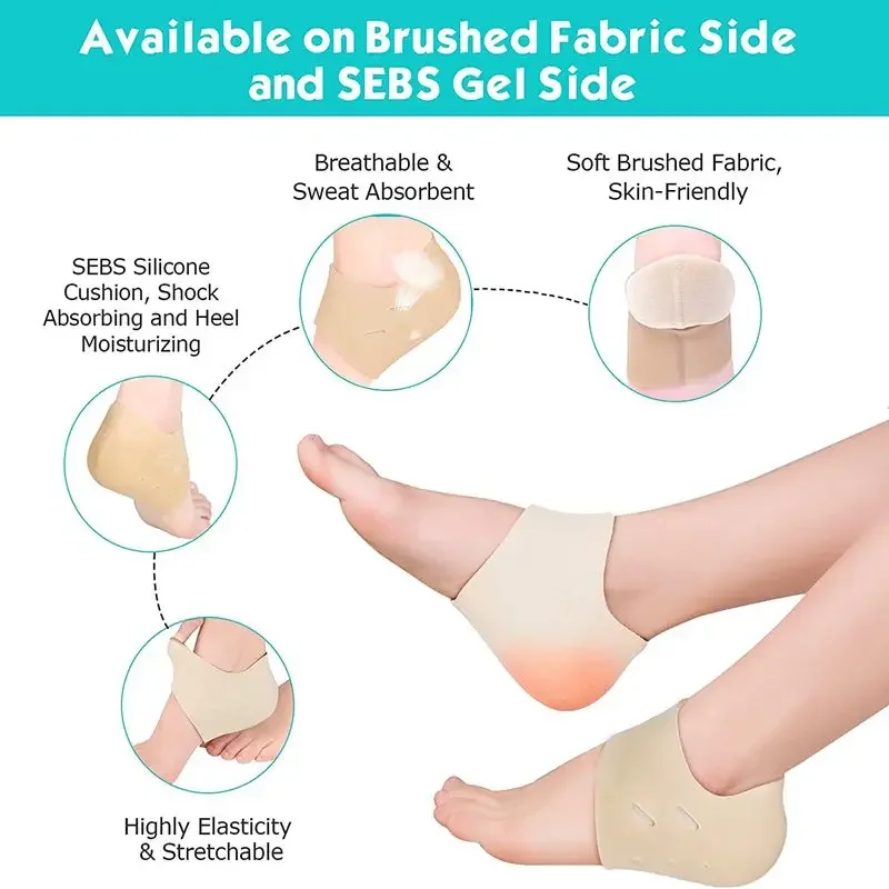 Silicone Heel Protectors Gel Heel Cups Heel Sleeves for Relieve Heel Pain Dry Cracked From Plantar Fasciitis Heel Spur 1 Pair
