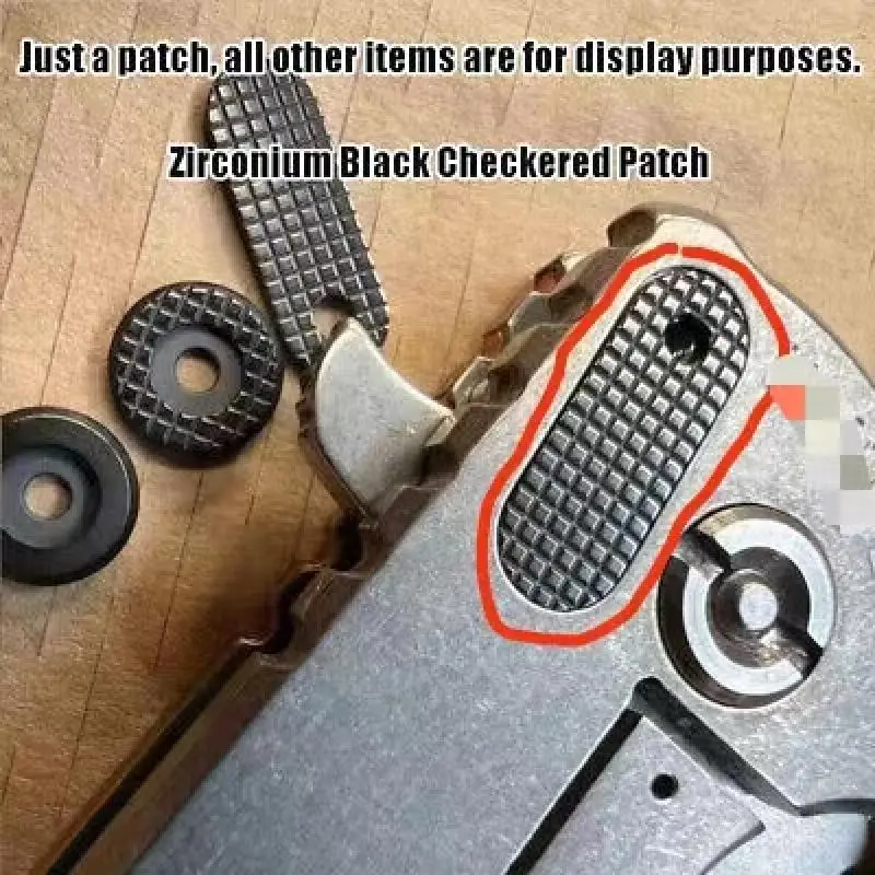 1 Pc Custom Made DIY Zirconium Black Checker One Clip Hole Patch for Rick Hinderer XM18 3.5 Knifes Accessories