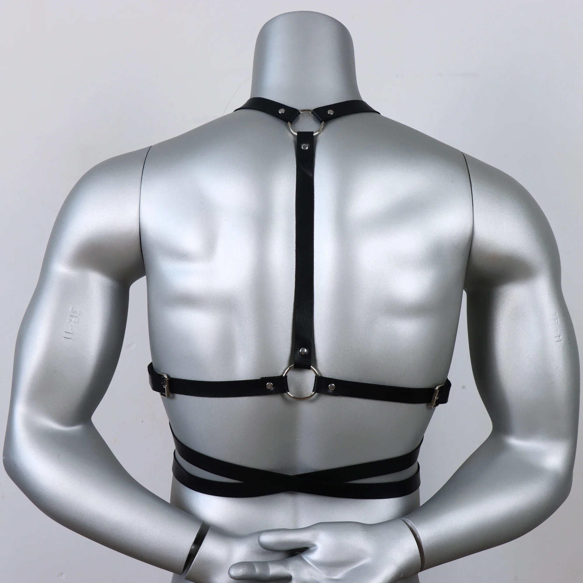 Fetish Gay Tops Leather TWO Shoulder Harness Men Adjustable Punk Rave Gay Body Bondage Clothing Chest Harness Belts Strap