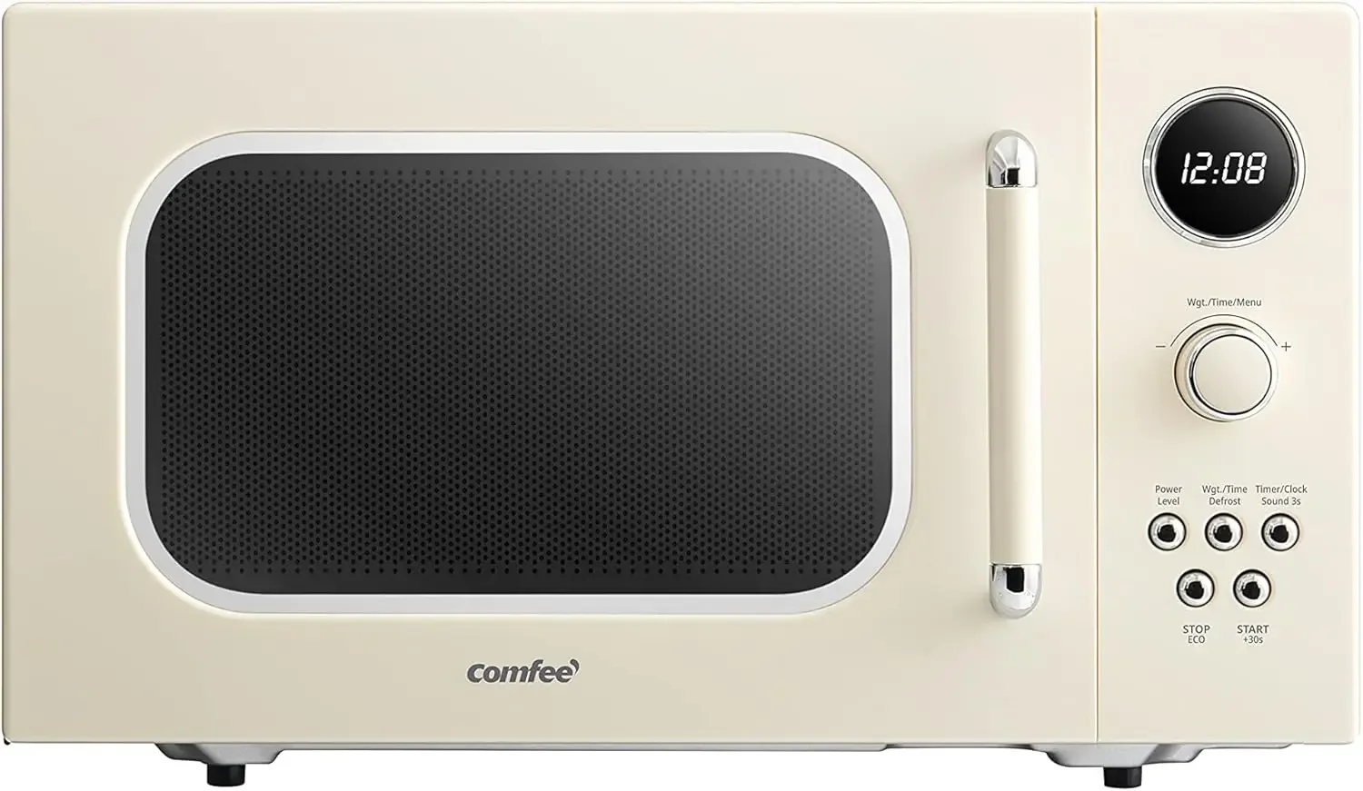 COMFEE' CM-M092AAT Retro Microwave with 9 Preset Programs, Fast Multi-stage Cooking, Turntable Reset Function Kitchen Timer