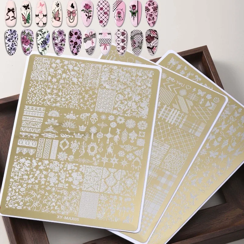 

Flower Leaves Nail Stamping Plates Floral Butterfly Line Printing Stainless Steel Stencil Nail Art Stamp Template Nail Art Tools