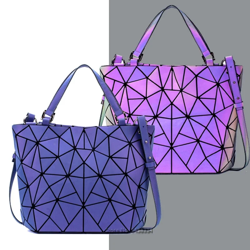 Luminous Bag Geometric Bags For Women Diamond Foldable Shoulder Bag Handbags for Women Holographic Reflective Crossbody Bag