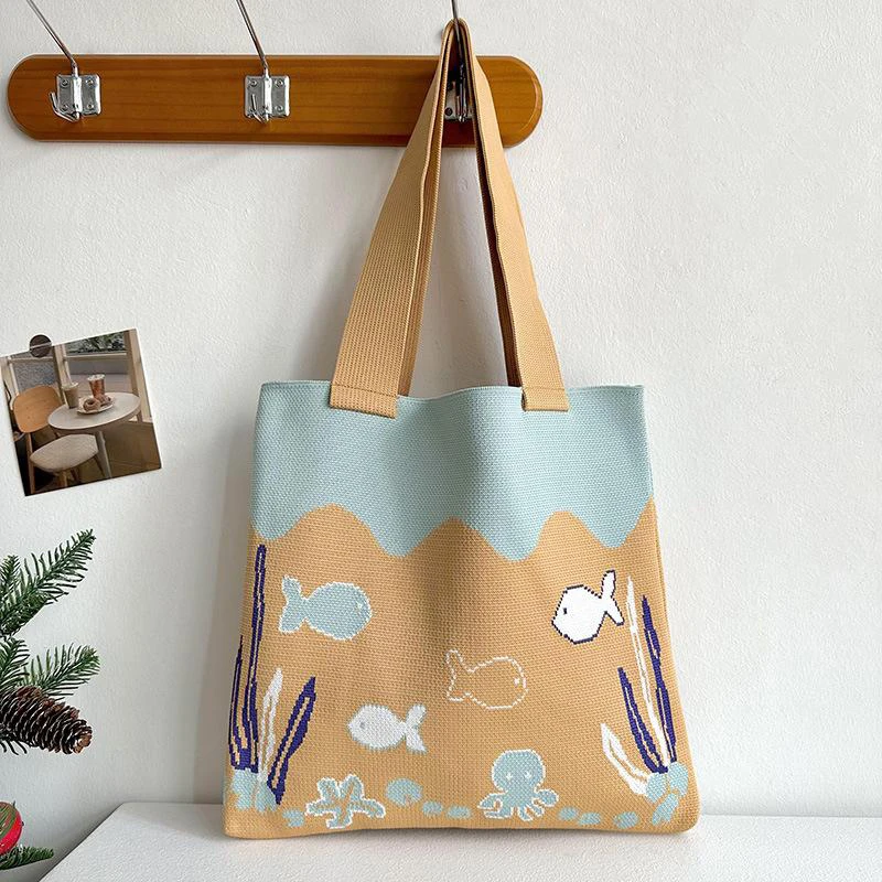 Sac à main Octopus Cartoon pour femme, grande capacité, mignon, nouvel océan