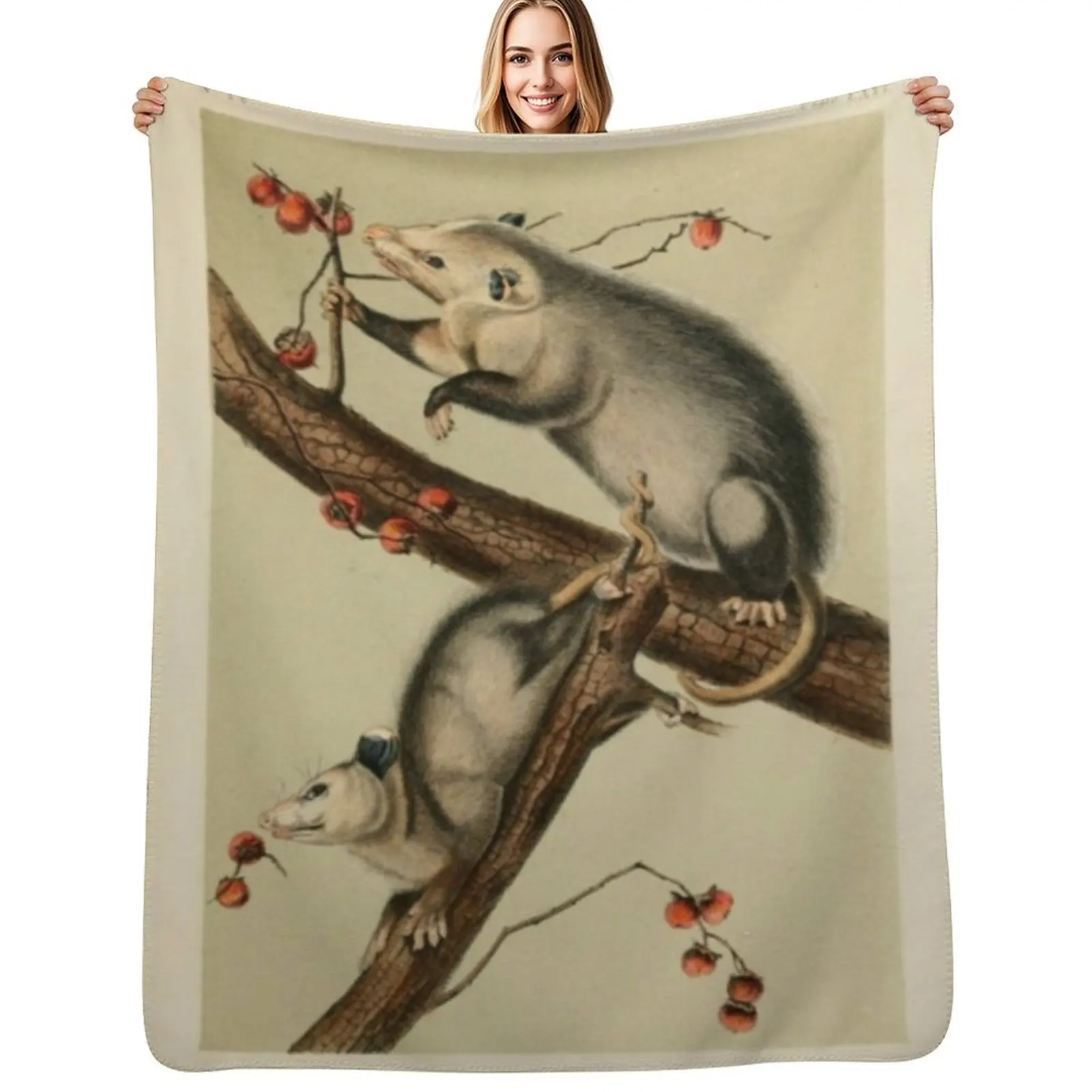 

Naturalist Opossum Throw Blanket Stylish Warm Blanket for Living Room Bedroom