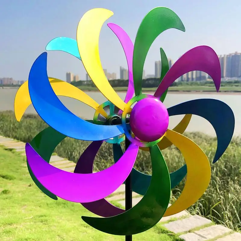 Kinetic Metal Garden Wind Spinners 47 Inch Wind Checker Pinwheels For Yard And Garden Outdoor Decorative Windmills Gifts