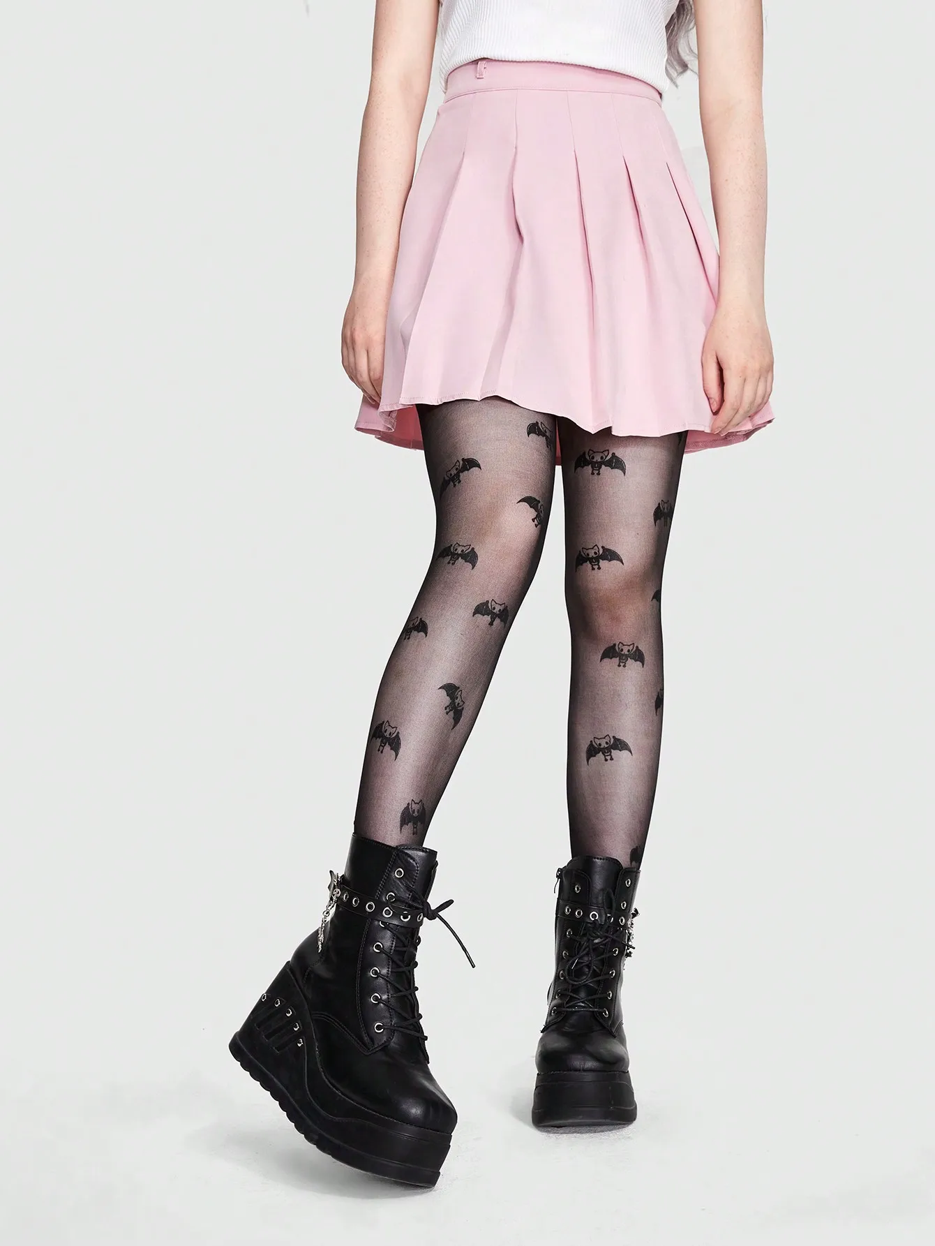 Cute Bat Print Sheer Black Tights, Gothic Halloween Thin Tattoo Pantyhose, Transparent Hosiery for Women Cosplay Outfits