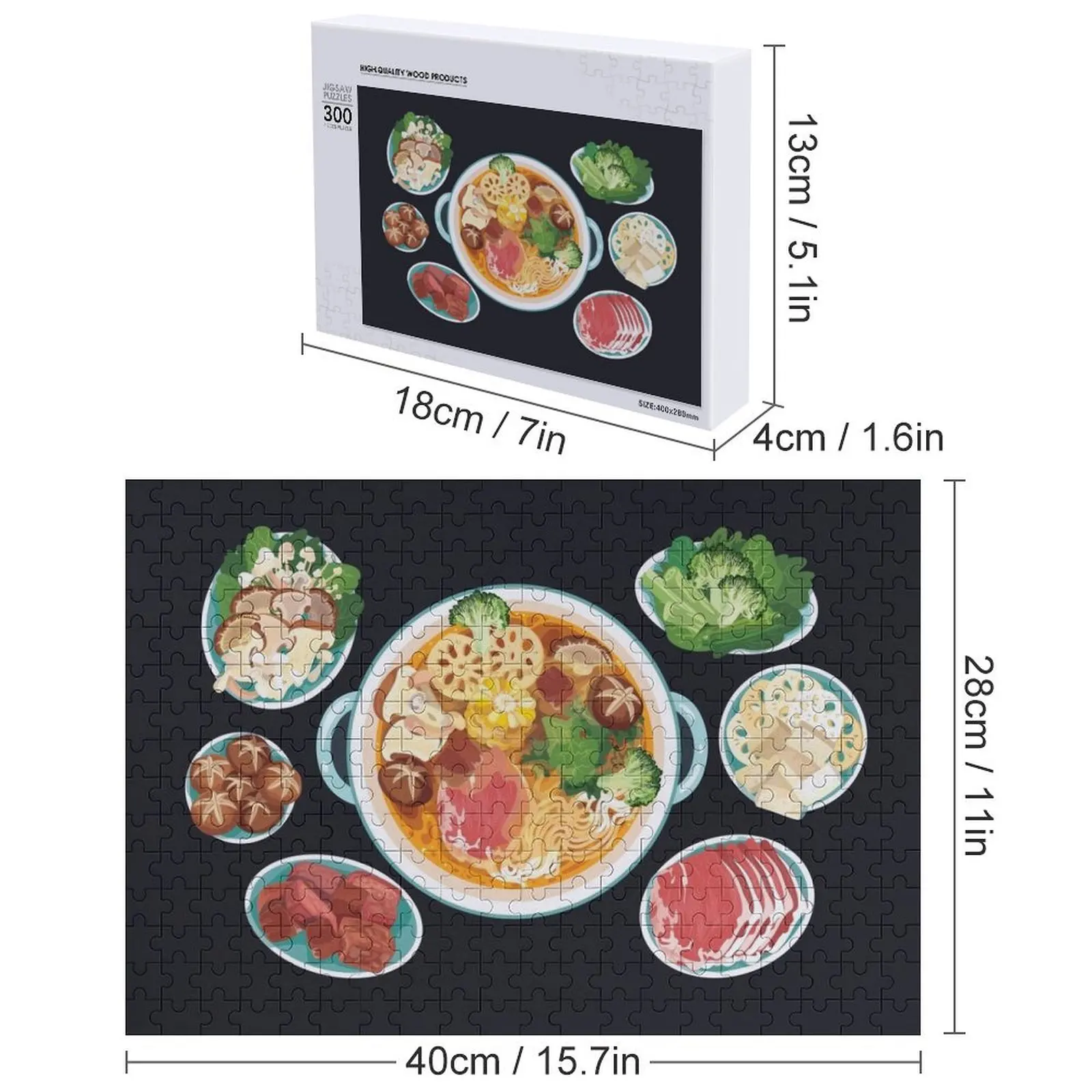 أحجية الصور المقطوعة ذات الوعاء الساخن الآسيوي، هدايا مخصصة من الخشب المخصص للأطفال، لغز الذكاء