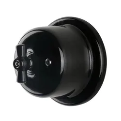 EU Socket Retro Style Ceramic Rotary Switch Wall Light 2 Way Control Knob Switch for Home Improvement