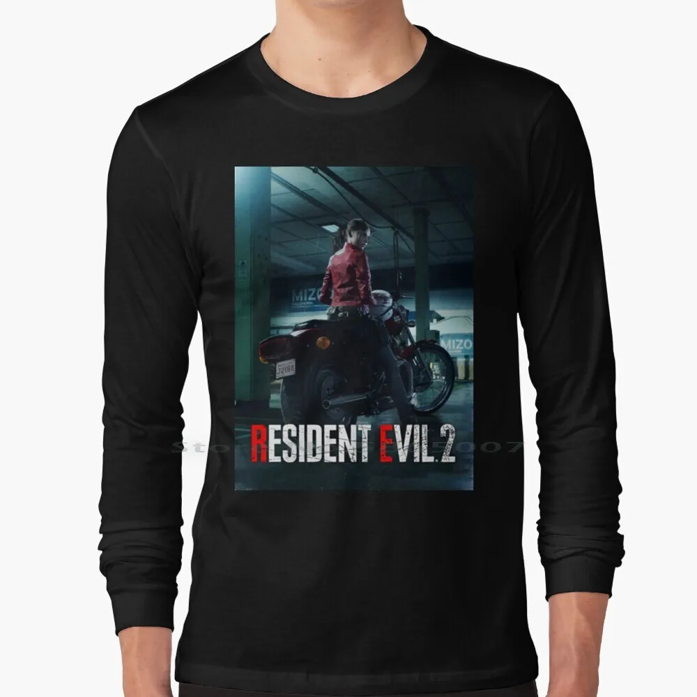 2 Remake-Claire 100% Cotton Long Sleeve T Shirt Raccoon City Leon Kennedy Games Survival Horror Silent Hill Alan Wake The Evil