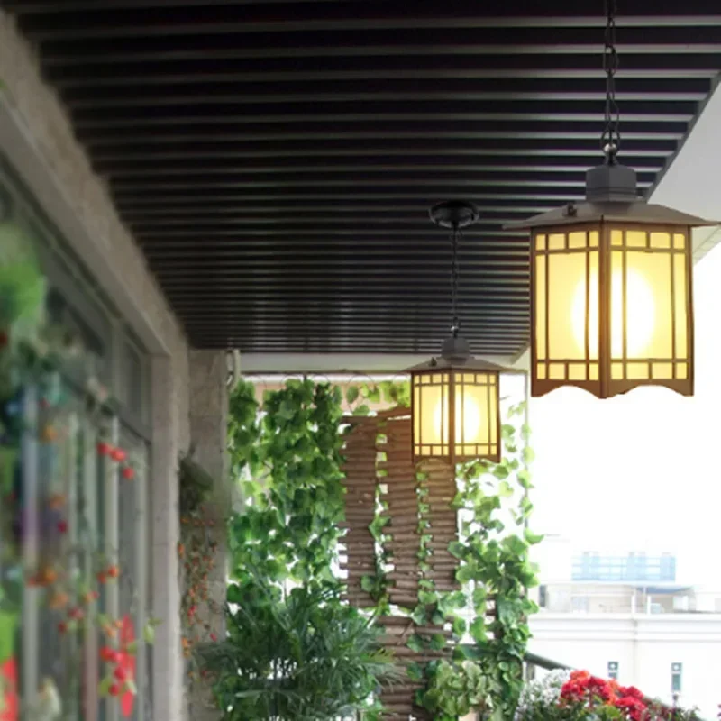 New Chinese Style Outdoor Waterproof Chandelier Vintage Villa Corridor Terrace Landscape Gazebo Courtyard Garden Outdoor Lamp