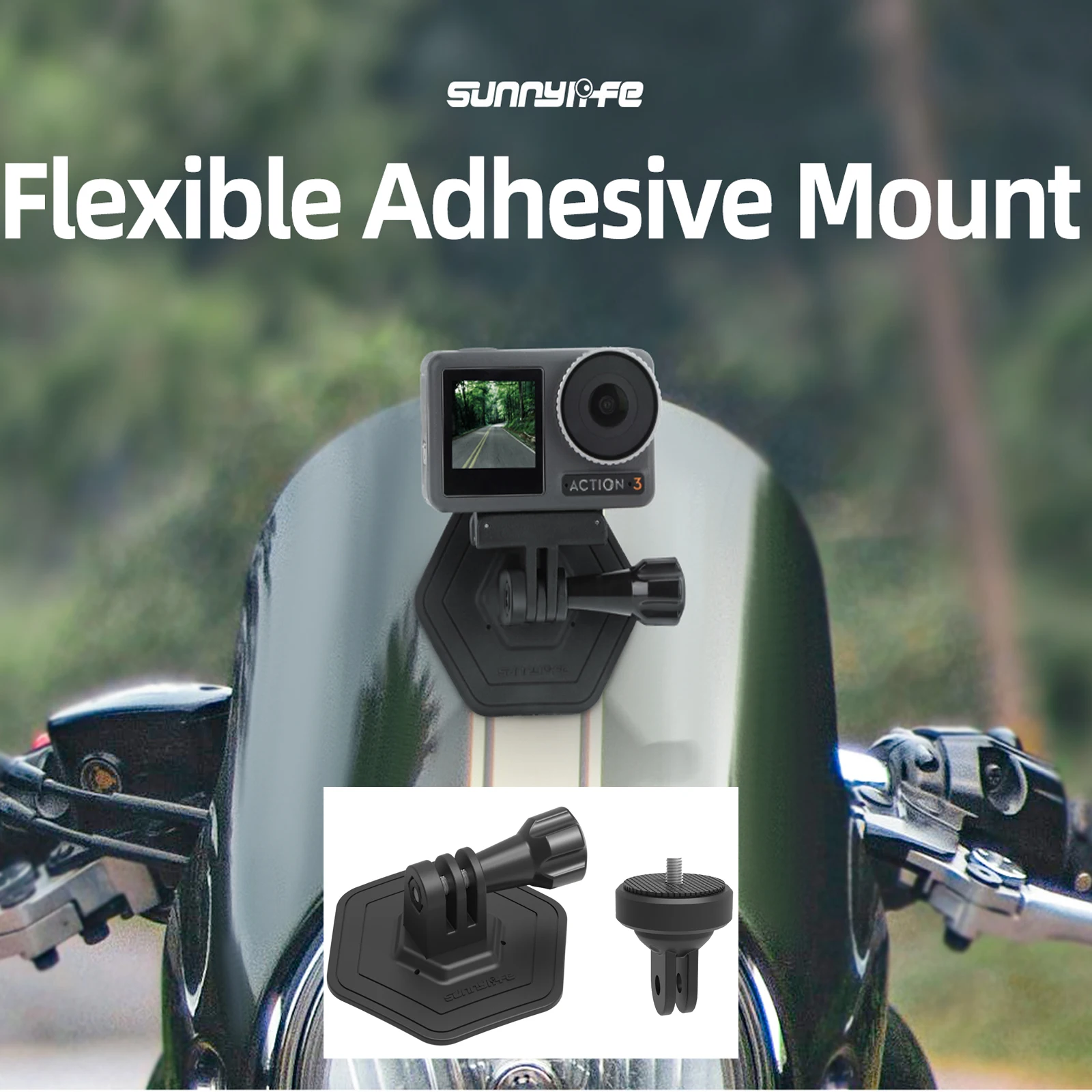 

Sunnylife For Insta360 X5/Go 3S Camera Flexible Adhesive Base Sticker Mount Motorcycle Helmet Base for DJI Osmo 360/Pocket 3
