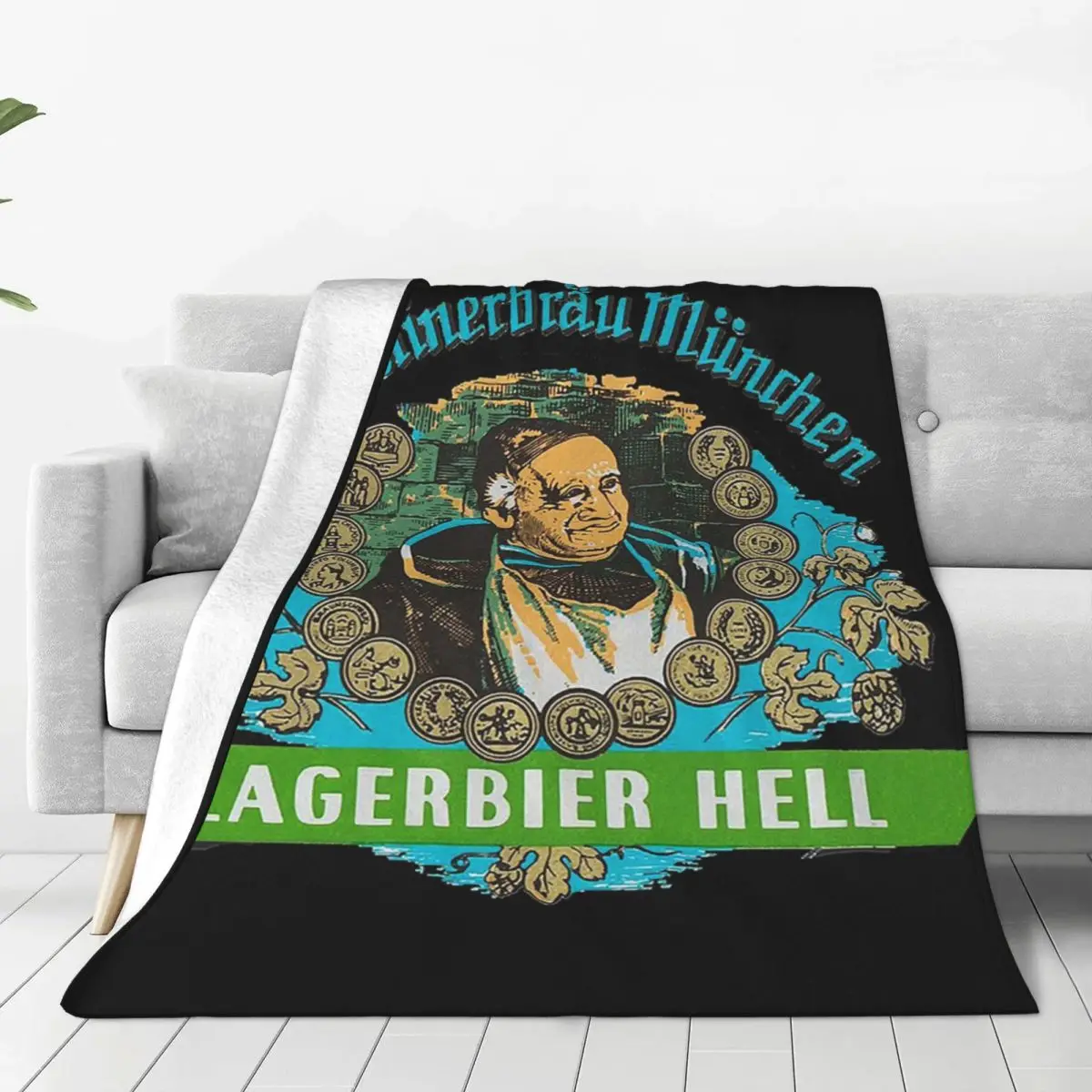 Augustiner Munich Beer...Lagerbier Hell Classic Blanket Flannel Throw Blanket Cover for Bed Living room Picnic Travel Home Couch