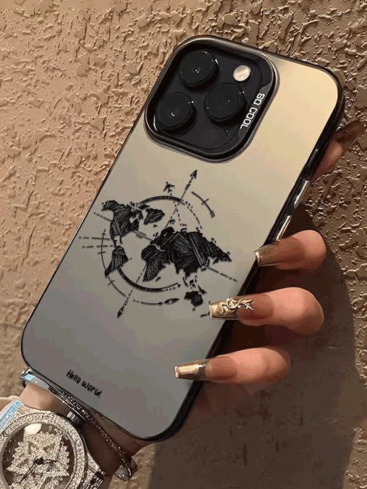 Coque de téléphone carte du monde, étui pour iPhone 16 e 15 14 13 12 11 Pro Max Plus Mini X XS XR SE 2020 2022