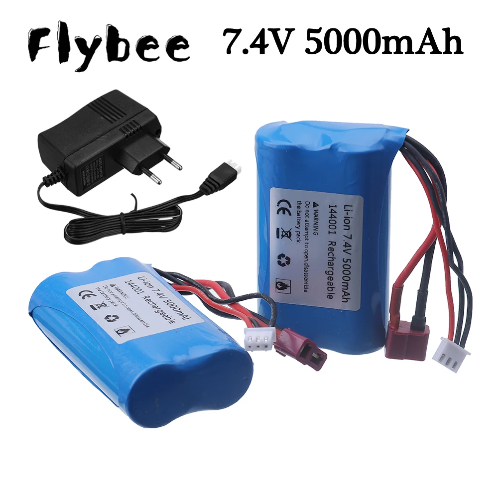 Upgrade 7.4V 5000mAh Li-ion Battery / Charger Set 2S For Wltoys 12428 144001 Off-road Racing Car Electric Toys Battery Parts