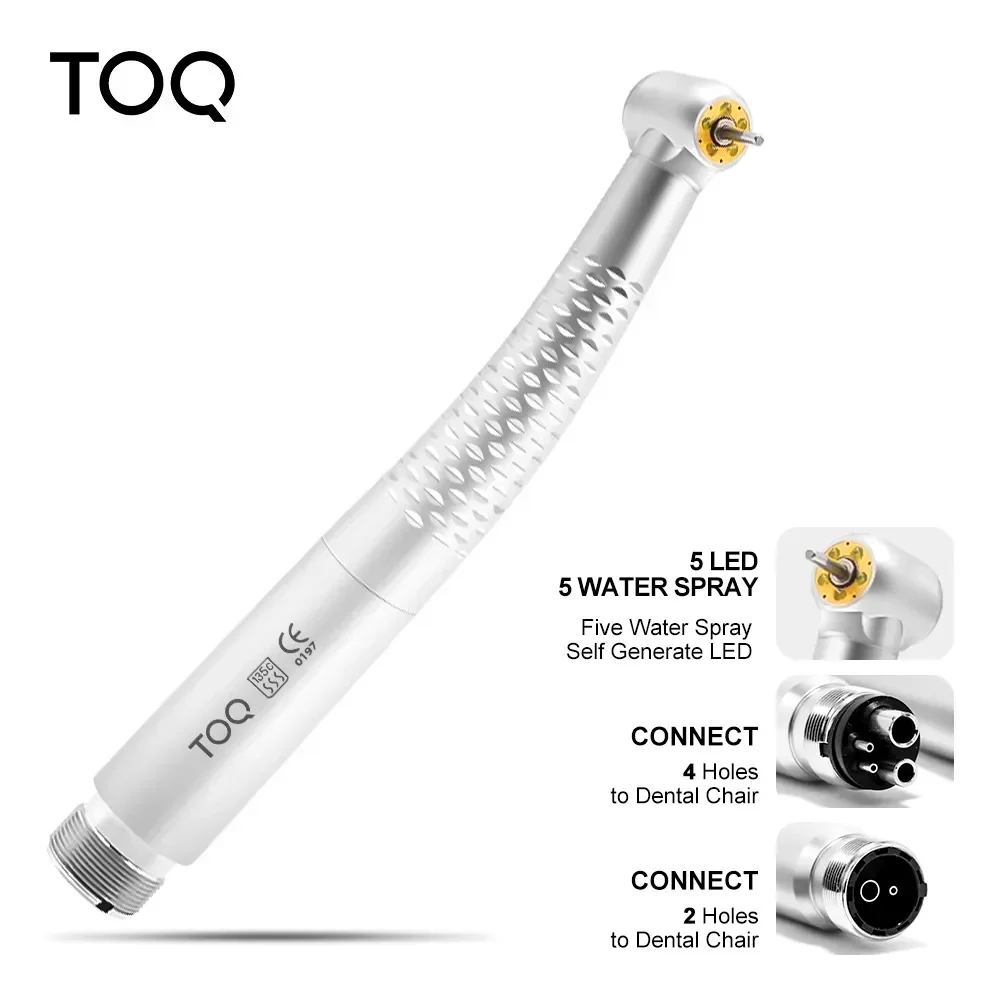 Dental 5 LED Light High Speed Handpiece Shadowless E-Generator Air Turbine for Dentist 2/4 Holes 5 Water Spray Dental Equipment