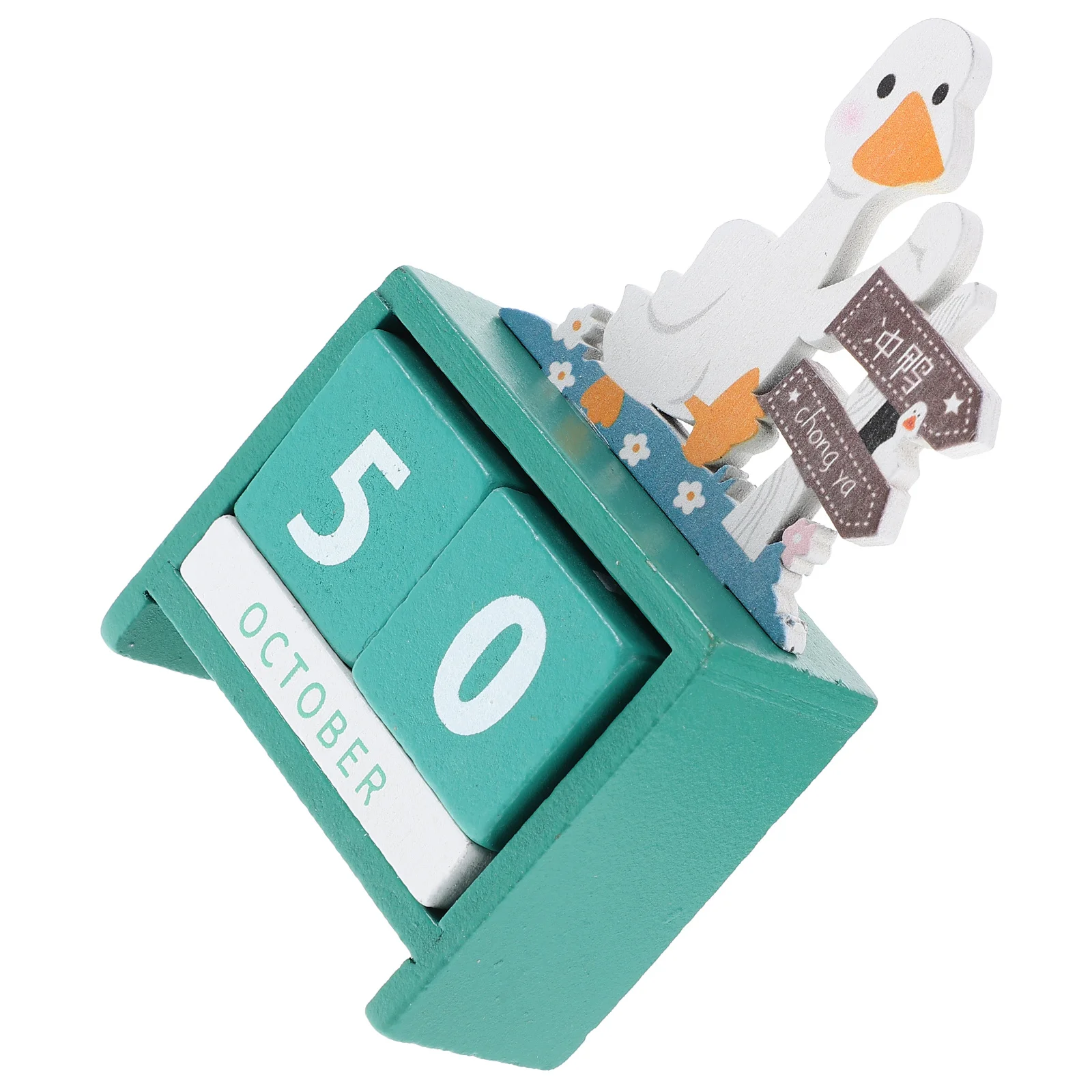 

Cartoon Wooden Perpetual Desk Calendar Reusable Block Design Decorative Table Calendar Home Office Home Accessory