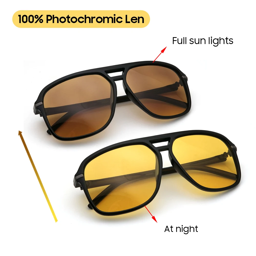 VIVIBEE Herren Nachtsicht-Sonnenbrille Photochrome Pilotenbrille 2026 Gelb Große Sonnenbrille Übergroße Aviator Polarisierte Damen-Schutzbrille – Detail 1