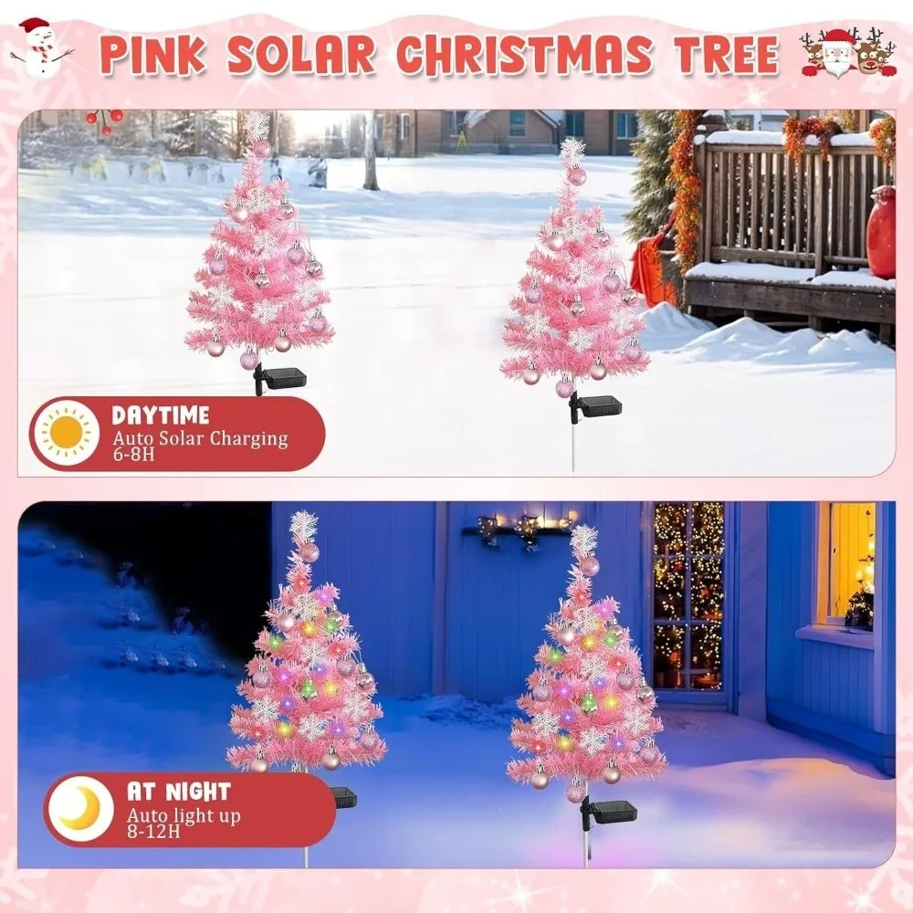 Realistic Solar Christmas Tree Lights Waterproof Cordless Christmas Garden Floor Lamp Creative Ground Mounted
