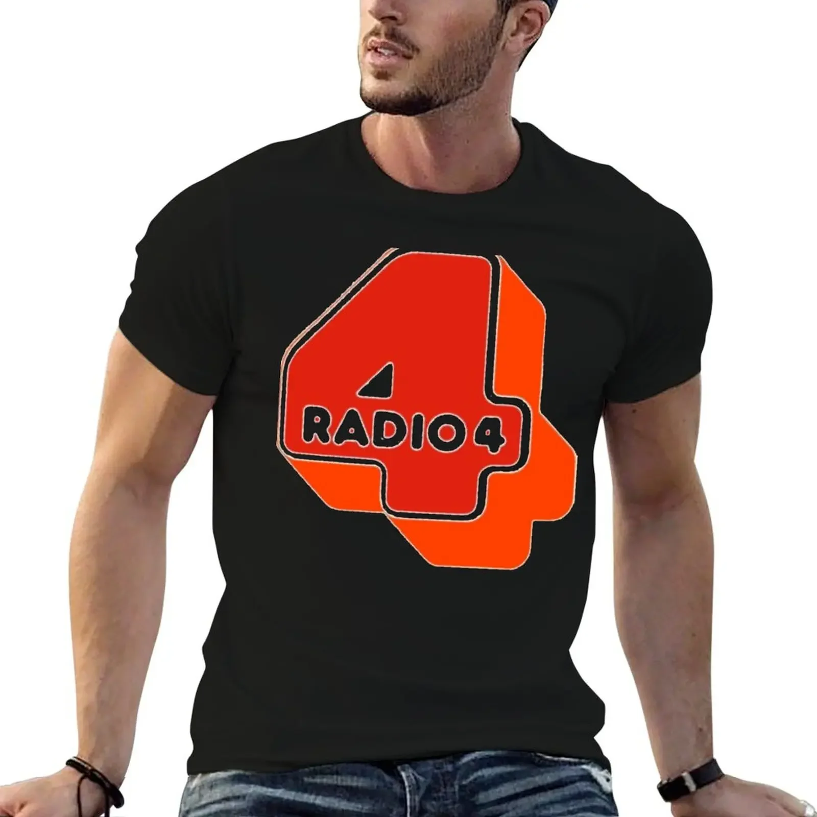 Radio 4 70s logo Fitted Scoop T-Shirt baggy shirts Short sleeve tee workout shirts for men