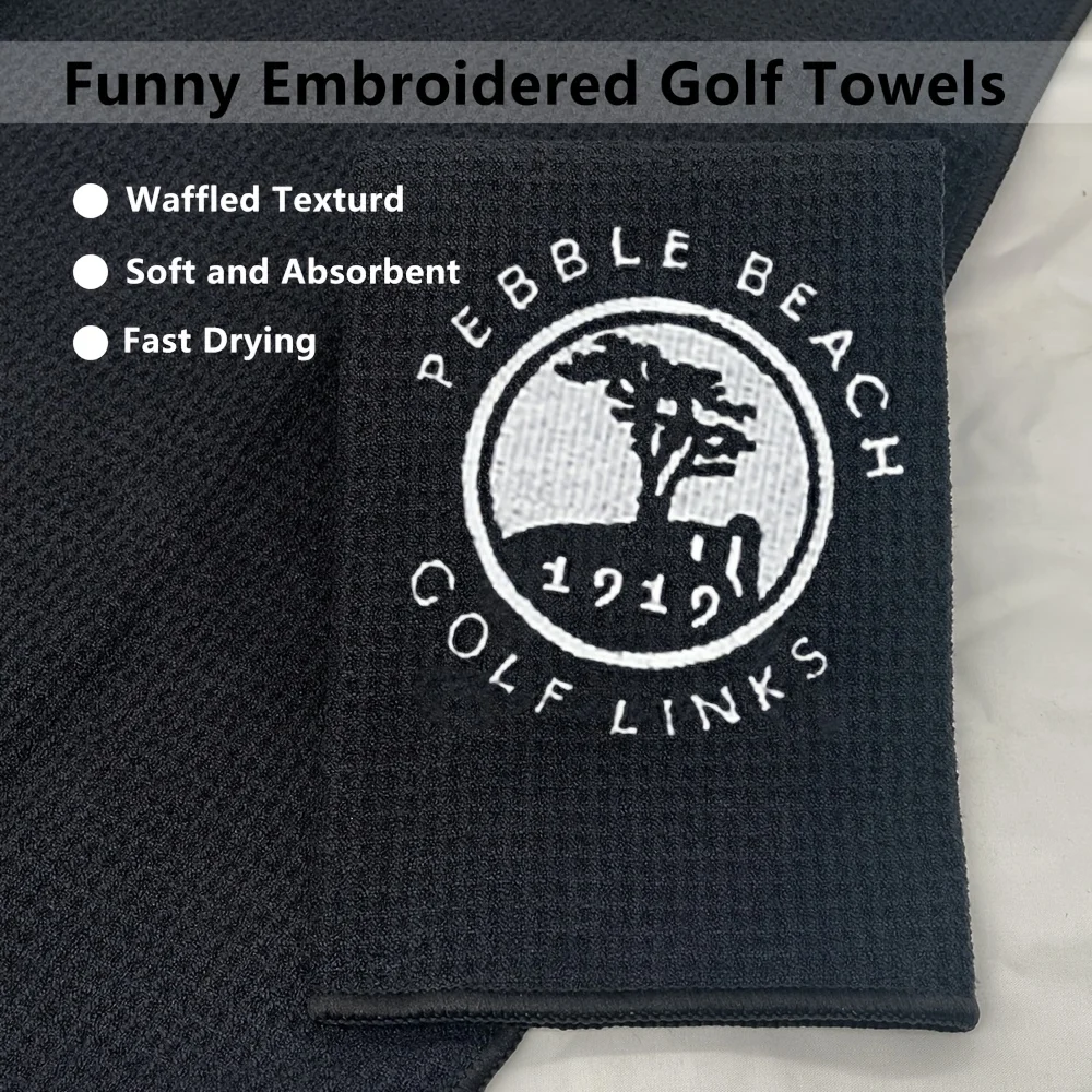 1pc Embroidered 1919 Golf Towel With Clip, Soft And Absorbent Towel, Golf Accessories, Perfect Golf Gifts For Men & Women