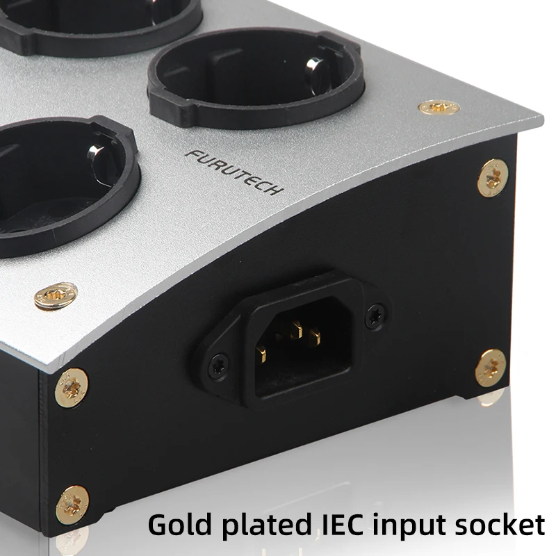 Furutech EU SCHUKO ตัวกรองพลังงานเสียงตัวจ่ายกระแสไฟฟ้าแยกการรบกวนและฟอกแหล่งจ่ายไฟเพื่อลดเสียงรบกวนจากพื้นหลัง