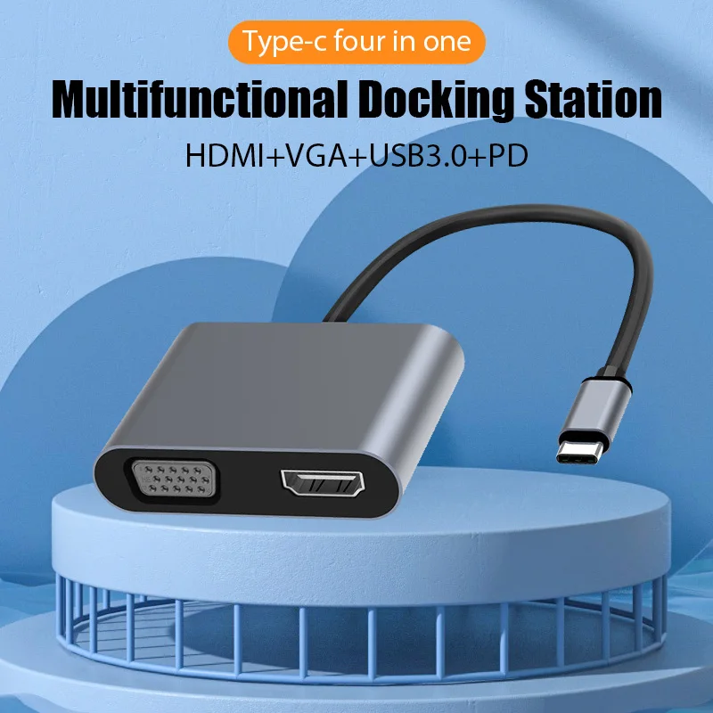 4 IN 1 USB C HUB Docking Station 4K@30Hz HDMI-compatible Adapter Type C to HDMI PD100W USB 3.0 HUB USB C Splitter for Macbook