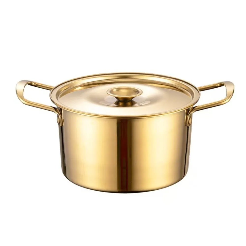 

Saucepan Stainless Steel Korean Ramen Pot Deepened with Lid Noodle Cooker Rust Resistant Double Handle Stew Pot Hotpot