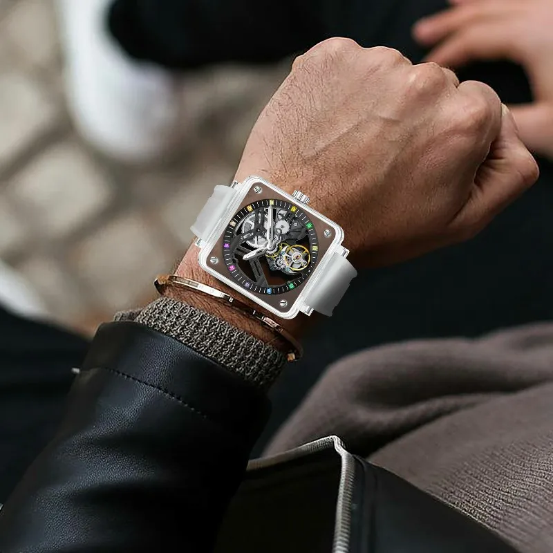 2025 NEW PINDU Design Hollow transparent Mechanical watch Men Tourbillon movement sapphire glass automatic mechanical watch Men