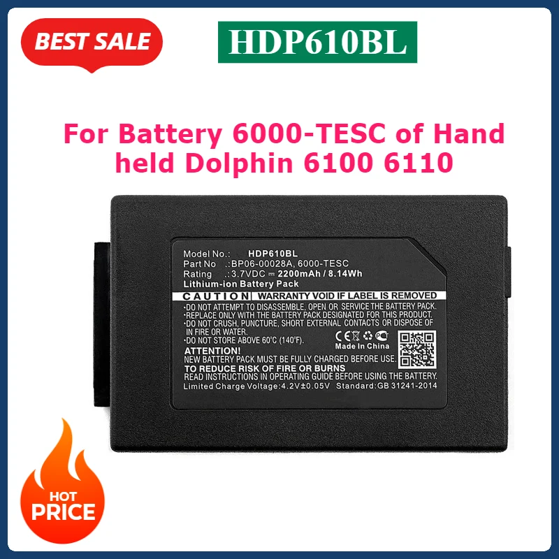 Applicable for Battery 6000-TESC of Handheld Dolphin 6100 6110 Barcode Scanner HDP610BL