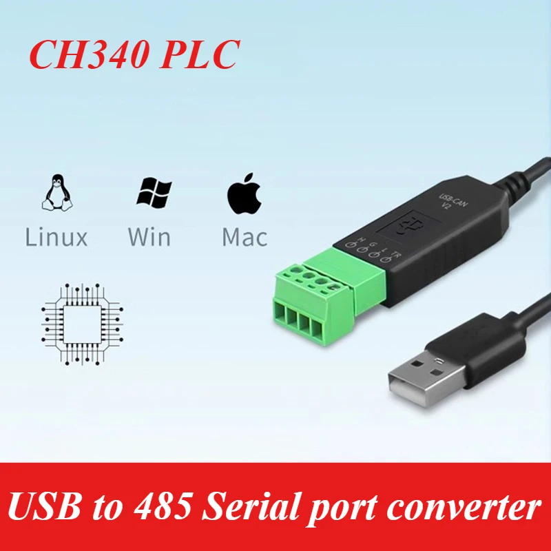 وحدة اتصالات محول مسلسل USB صناعي إلى 485 CH340 PLC وحدة تحكم IO التسلسلية تدعم Win xp/7/Vista/8/10/11