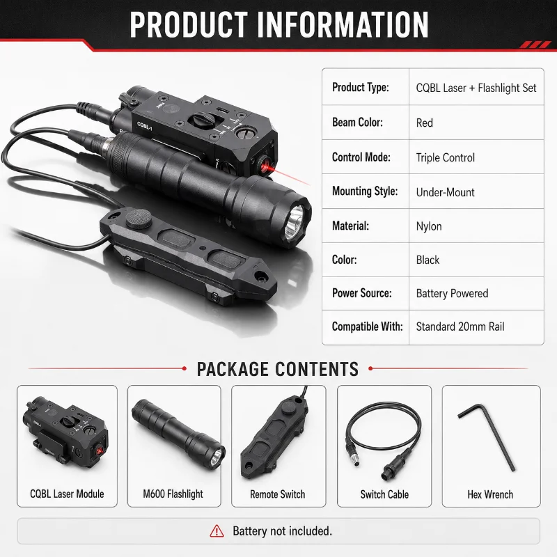 Hobby Practice CQBL-1 Locator Device USB-C Recharge Steady Green Beam Wired Remote Switch Accessory