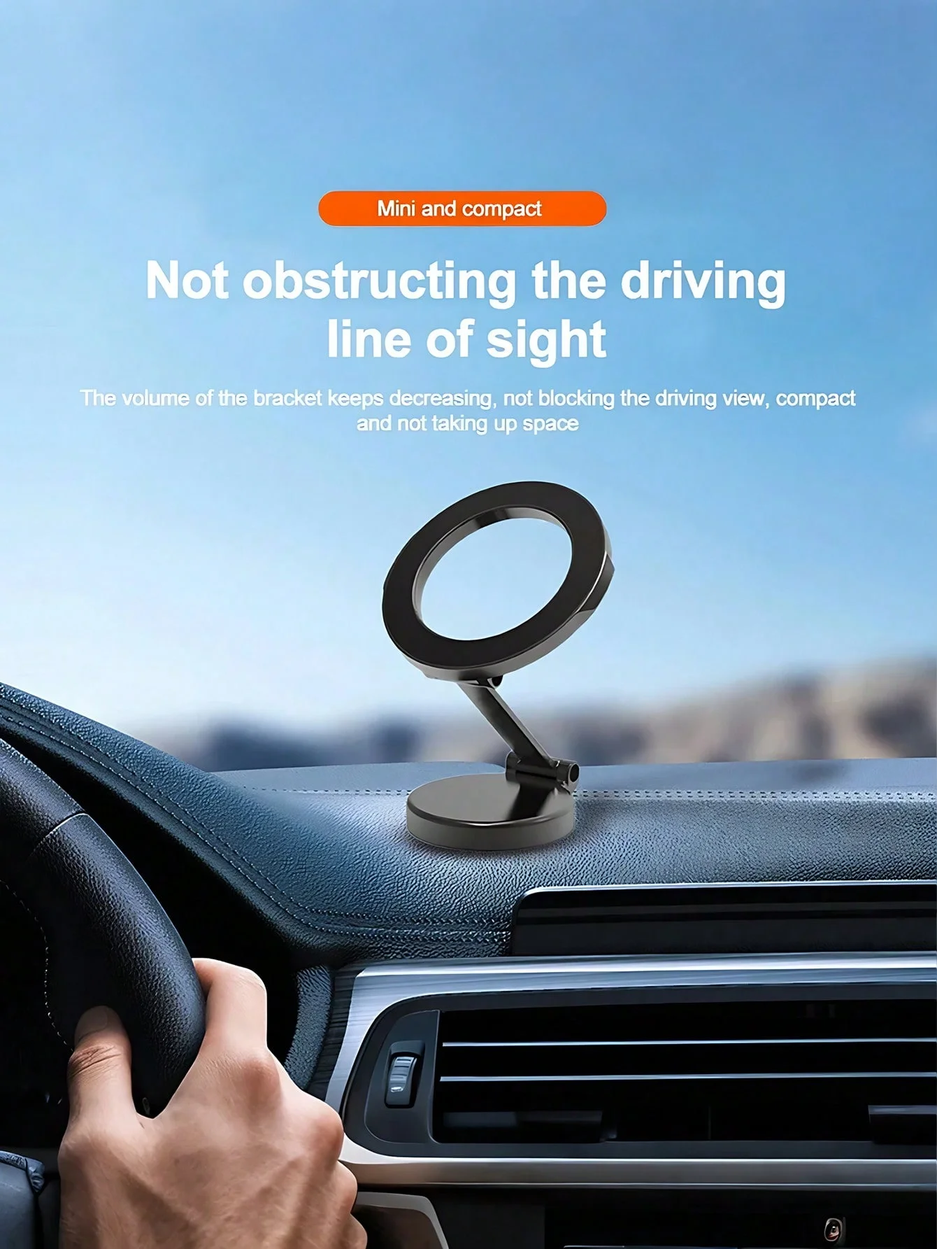 

Metal Magnetic Car Phone Holder – 360° Rotating & Folding Design, Strong MagSafe Magnetic Adsorption, Easy One-Hand Operation, C