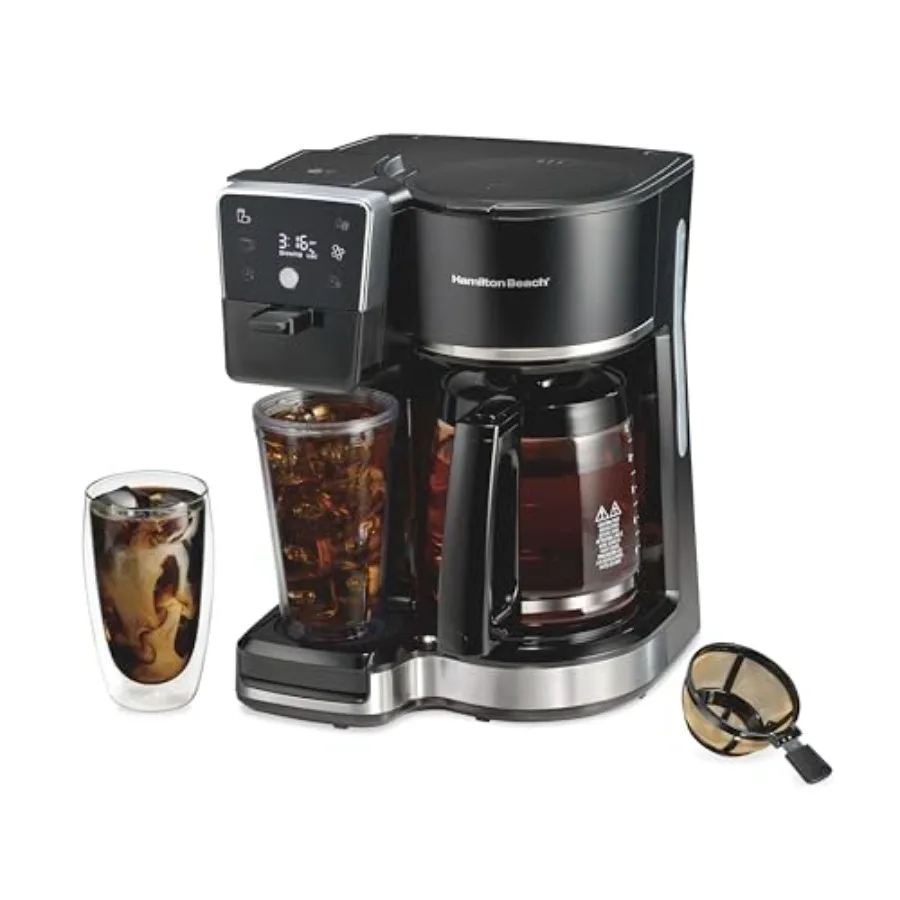 

2-Way 12 Cup Programmable Drip Coffee Maker with Glass Carafe for Hot and Iced Coffee Auto Pause and Pour Black