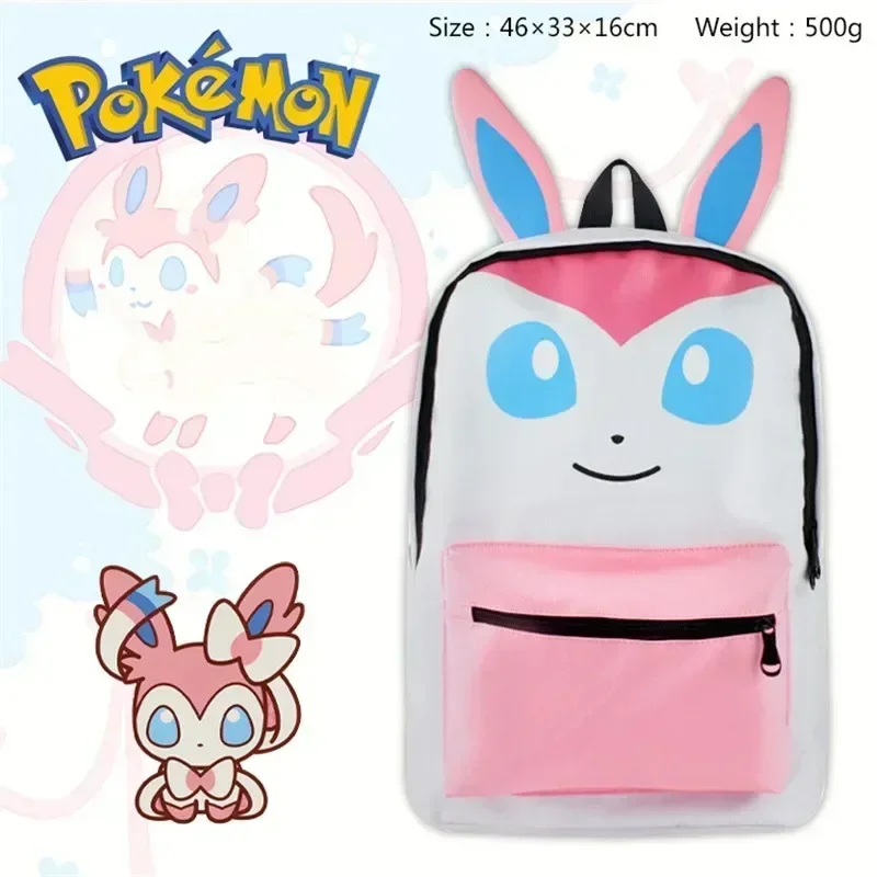 Anime Pokemon Pikachu With Ears Backpack Kids Cartoon Backpack Storage Bags Nylon School Bag Rucksack Student Bag Gifts