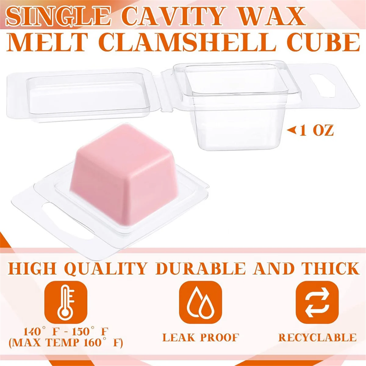 Новинка, 200 шт., формы для расплава воска, прозрачные квадратные формы для свечей на 1 унцию для DIY шоколадных конфет, восковые свечи безickless, изготовление мыла