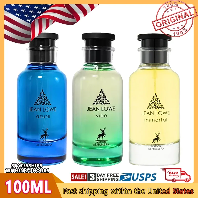 

3,4 жидких унции, оригинальные арабские духи, стойкие феромоны, духи для макияжа, одеколон для мужчин Maison Alhambra Jean Lowe Eau De Parfum Spray