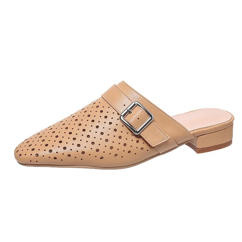 Nuevas zapatillas transpirables con hebilla de cinturón ahuecadas para exteriores, sandalias de verano para playa, ocio, desplazamientos, tacón bajo, sandalias de moda para mujer 36-45