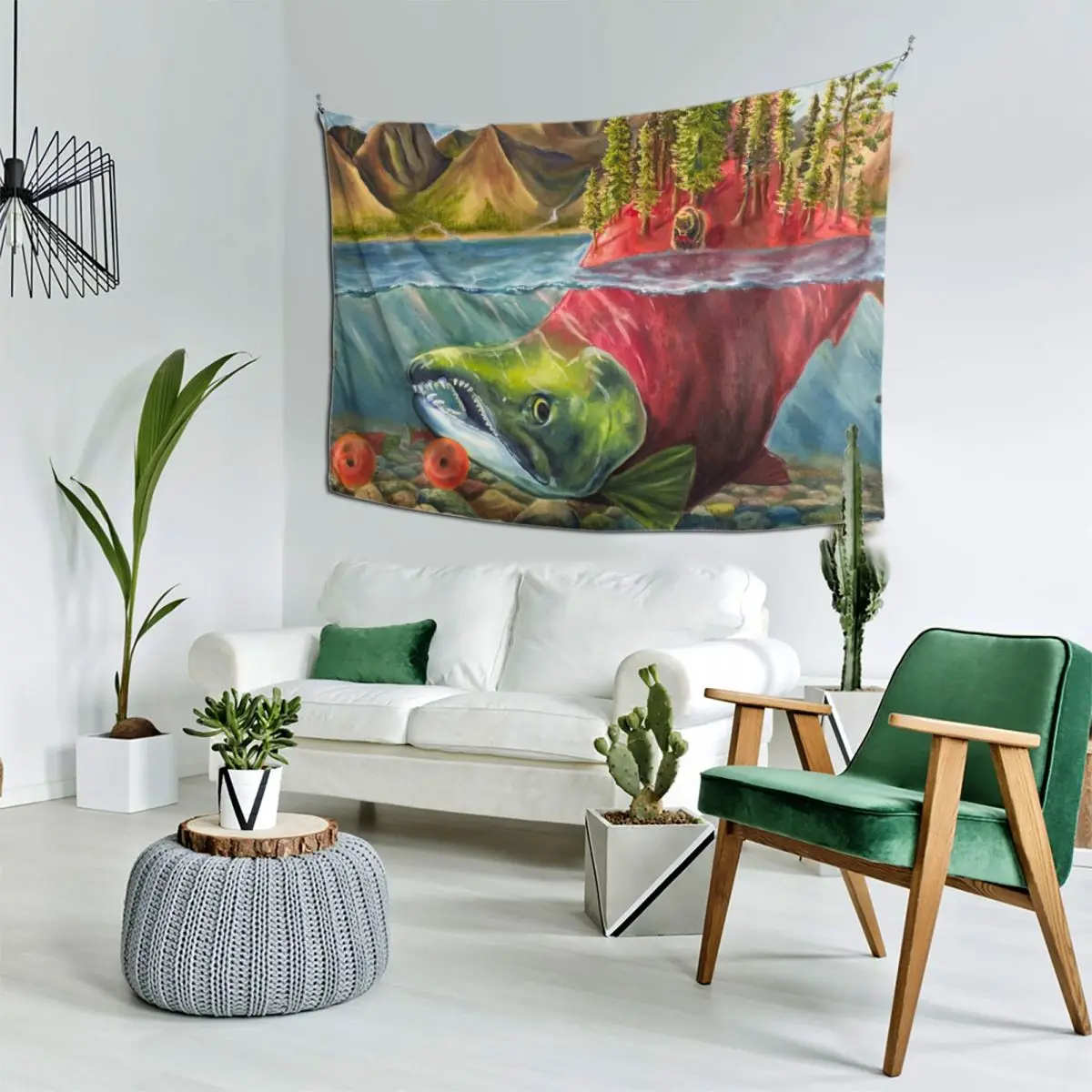 

Sockeye Salmon one with Bristol Bay Tapestry Decoration Wall Bedroom Decoration Bathroom Decor Aesthetic Room Decors Tapestry