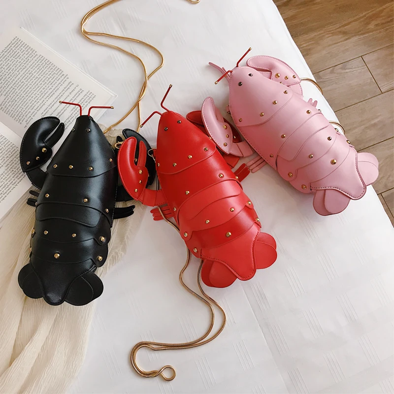 Cute Fashion Lobster Style Crossbody Mini Bag  Pu Leather Girl's Chain Purses and Handbags Women Shoulder Bag Clutch Bag 2021