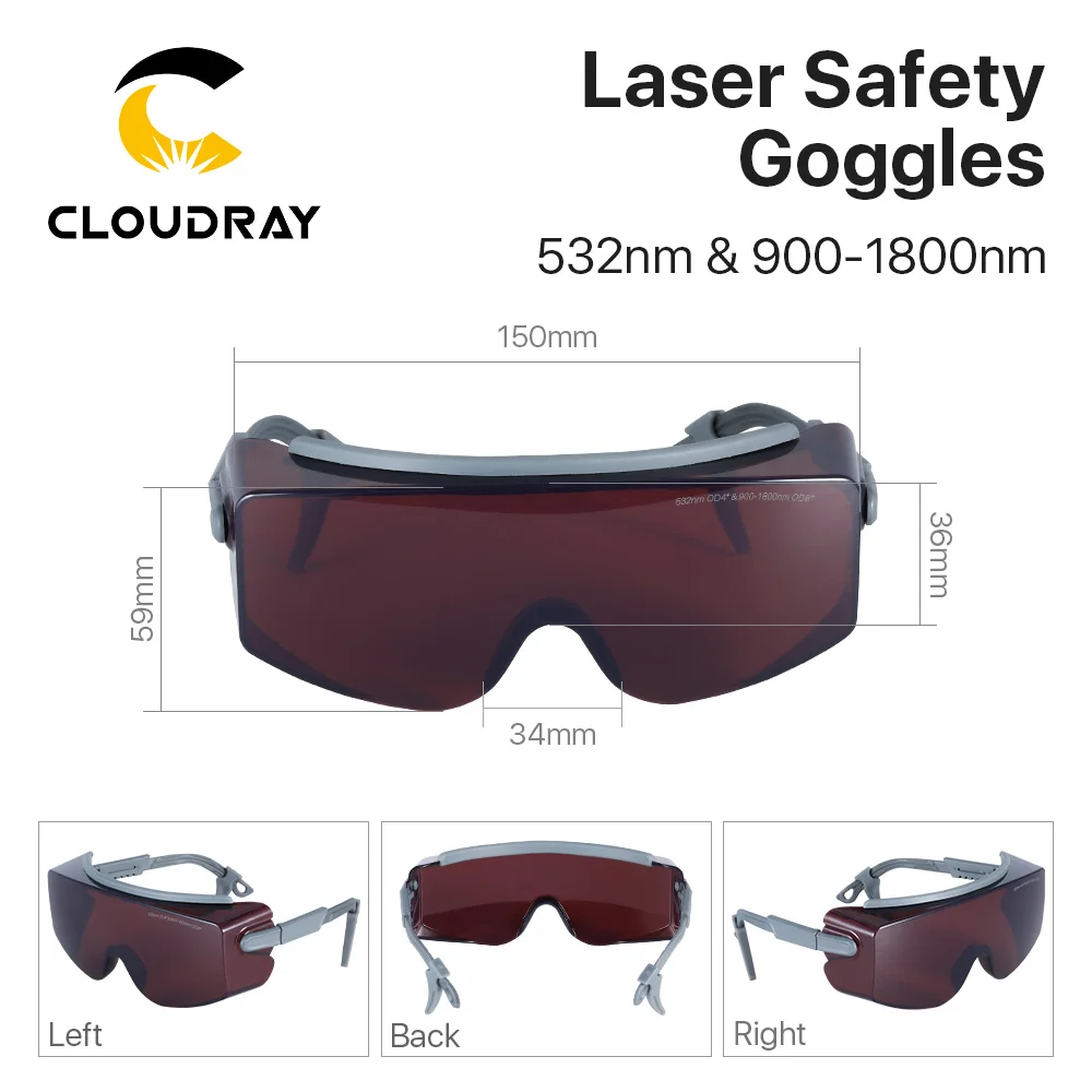 Imagem -03 - Cloudray-óculos de Proteção para Fibra Laser Marcação e Corte Óculos de Segurança 5832 nm 9001800nm Od8 Mais ce