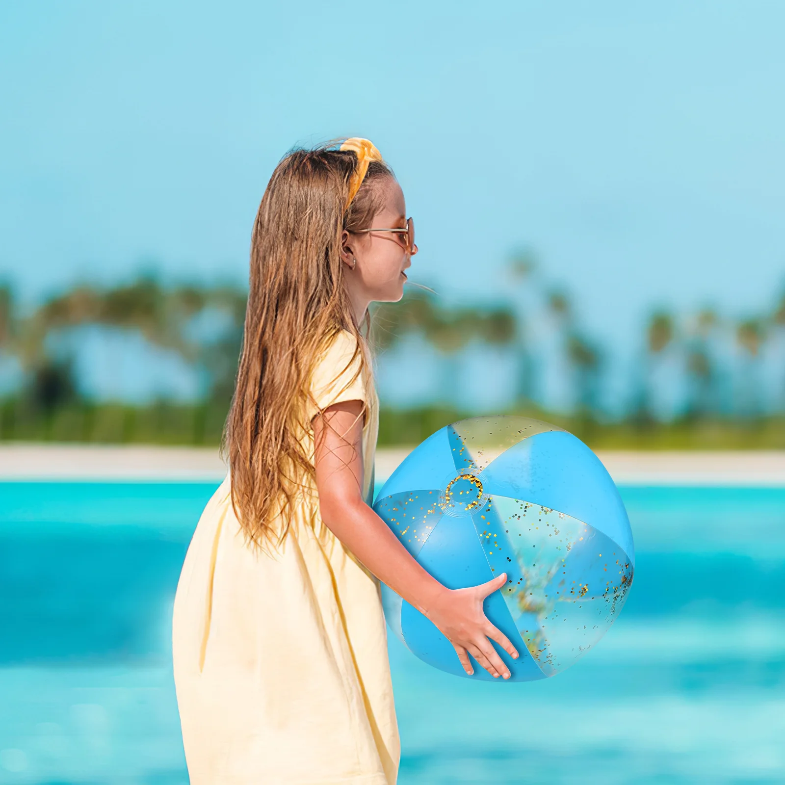 

Набор из 4 надувных шаров с блестками и пайетками, легко надуваемые, для вечеринок у бассейна, большие уличные украшения, ПВХ-шары